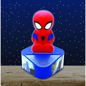 Boxa cu lumini de noapte pentru copii Spider-Man, LEXIBOOK, 21x16x16 cm, plastic/cauciuc, albastru/rosu imagine