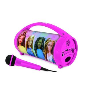 Boxa cu microfon si lumini pentru copii Barbie, LEXIBOOK, 27.6x11.7x15.5 cm, plastic/textil, roz imagine
