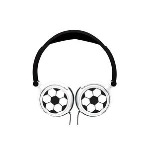 Casti pliabile cu fir pentru copii Fotbal, LEXIBOOK, 21x17x4 cm, plastic/textil, alb/negru imagine
