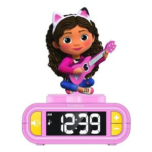 Ceas desteptator cu lumina 3D pentru copii Gabby, LEXIBOOK, 20x15x10 cm, plastic/cauciuc, roz imagine