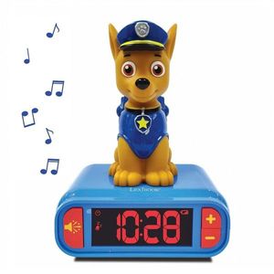 Ceas desteptator cu lumina 3D pentru copii Paw Patrol, LEXIBOOK, 20x15x10 cm, plastic/cauciuc, albastru/galben imagine