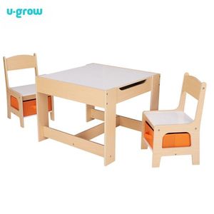 Set birou cu 2 scaune, U-Grow, 61x61x48.3 cm / 28x30x53 cm, MDF, natur imagine