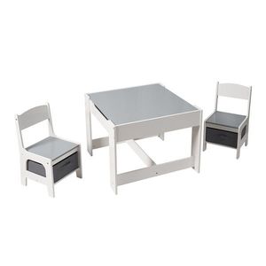 Set birou cu 2 scaune, U-Grow, 61x61x48.3 cm / 28x30x53 cm, MDF, alb imagine