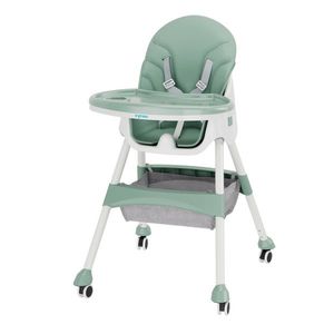 Scaun de masa pentru bebelusi 2 in 1, U-Grow, 43x27x50.5 cm, piele ecologica/textil, alb/verde imagine