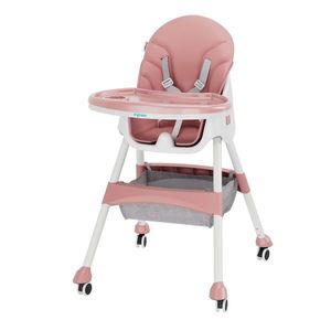 Scaun de masa pentru bebelusi 2 in 1, U-Grow, 44x27x50.5 cm, piele ecologica/textil, alb/roz imagine