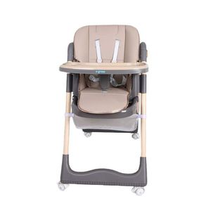Scaun de masa pentru bebelusi cu inaltime reglabila, U-Grow, 53.5x20.5x62 cm, piele ecologica/textil, maro imagine