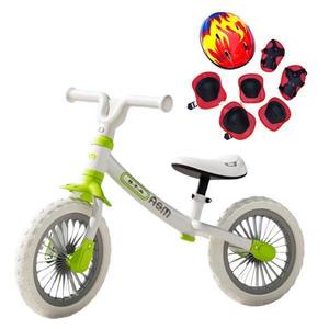 Bicicleta echilibru 2-5 ani, Alba, 12 inch, Fara pedale pentru incepatori, Echipament protectie, Roti din spuma EVA imagine