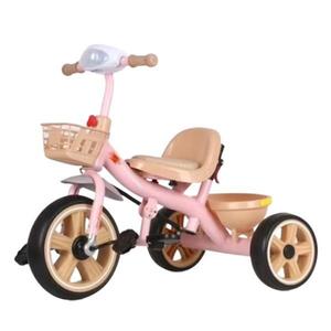 Tricicleta copii 2-5 ani, Roz, Far lanterna led, Suport picioare si doua cosuri pentru jucarii, Roti EVA imagine
