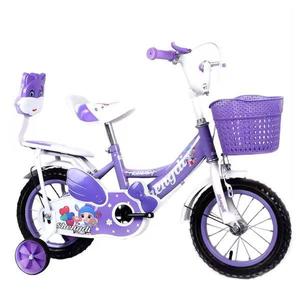 Bicicleta copii 3 - 6 ani, Roti 14 inch, Mov, Doua locuri, Roti ajutatoare, Frane imagine