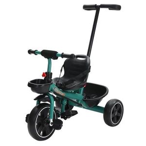 Tricicleta copii 2 - 6 ani, Verde, Maner parental detasabil, Suport picioare imagine
