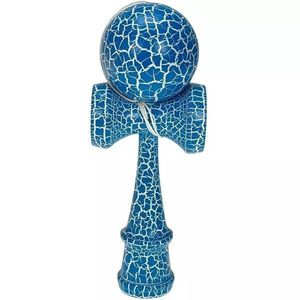 Kendama Crack, Flippy, din Lemn, 18 cm, +14 Ani, Diametru Bila 6 cm, Model Crapat, Albastru Deschis imagine
