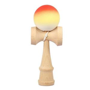 Jucarie Kendama X Originala, Profesionala, Flippy, din Lemn, Rubber Grip, 18 cm, Portocaliu/Galben/Alb imagine