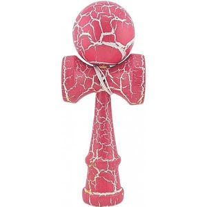 Kendama X Originala, Profesionala, Flippy, Cracked, din Lemn, 18 cm, Roz Aprins/Alb imagine