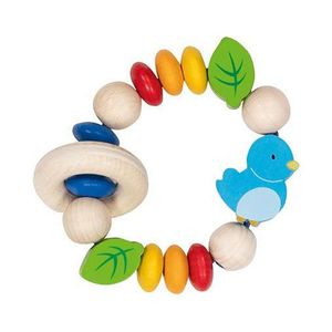 Jucarie de lemn - Zornaitoare cu elastic - Pasare albastra | Goki imagine