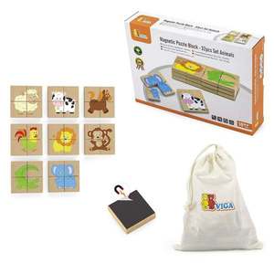 Puzzle magnetic din lemn, 32 piese - Animale | Viga Toys imagine