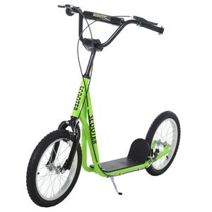 HOMCOM Trotineta copii Scooter Tretroller Cityroller Kickscooter cu înălțime reglabilă Kickboard cu anvelope gonflabile și frână de mână Trotineta copii Pliabilă de la 5 ani 16 inch Verde 139 x 58 x 90-96 cm | Aosom Romania imagine