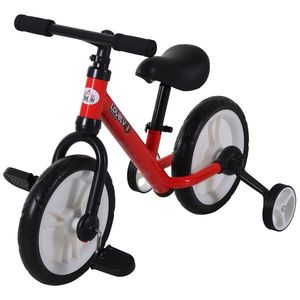 HOMCOM Bicicletă pentru copii cu pedale 2 în 1, roți și pedale detașabile, roți de 12" cu înălțimea șeii reglabilă pentru copii de la 2 la 5 ani, oțel roșu | Aosom Romania imagine