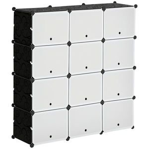HOMCOM Mobilier de depozitare Mobilier pentru pantofi modular 12 cuburi cu uși și rafturi - dim. 125L x 32l x 125Î cm - negru | Aosom Romania imagine