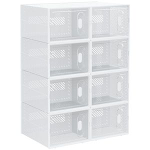 HOMCOM Set de 8 cutii cuburi de depozitare pentru pantofi modulare cu uși transparente - 25 x 35 x 19 cm | Aosom Romania imagine