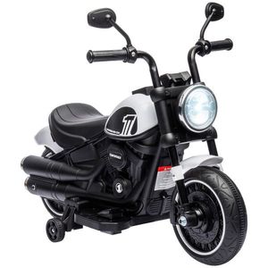 HOMCOM Motocicletă electrică pentru copii 3 km/h 6V cu far cu LED 2 roți de antrenament de la 18 la 36 luni cu motor puternic alb | Aosom Romania imagine
