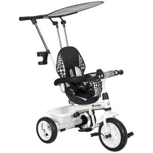 HOMCOM Triciclu Copii cu Umbrelă Pliabilă, Cană Detașabilă și Coș de Depozitare 105 x 47 x 98 cm Oțel Alb și Negru | Aosom Romania imagine