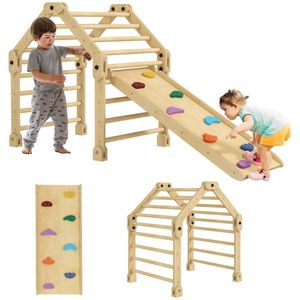 AIYAPLAY 3 în 1 Echelle d'escalade cu tobogan rampă, jucărie de cățărare pliabilă pentru copii 18-48 luni încărcare 50 Kg | Aosom Romania imagine