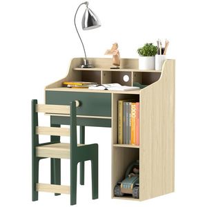 AIYAPLAY Set birou și scaun pentru copil cu rafturi de depozitare și sertar, mobilier pentru copii de la 3 la 10 ani, verde | Aosom Romania imagine