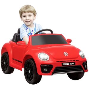 AIYAPLAY Mașină electrică 12V sub Licență Volkswagen Beetle cu telecomandă, viteză 3-5 km/h, 3-5 ani, roșu | Aosom Romania imagine