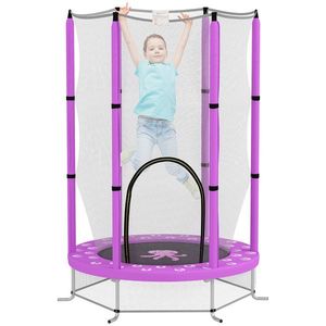 AIYAPLAY Trambulin pentru copii cu plasă de siguranță, pentru interior și exterior, 3-6 ani, Violet | Aosom Romania imagine
