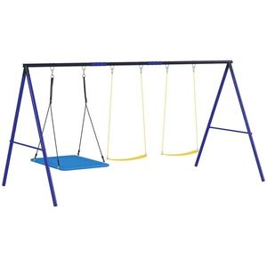Set de leagăne AIYAPLAY pentru 3 copii, 120 kg capacitate de încărcare, leagăne pentru exterior, Multicolor | Aosom Romania imagine