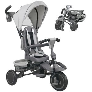 AIYAPLAY Triciclu bebeluș evolutiv 6 în 1, triciclu copil pliabil cu mânere pentru părinți reglabile, scaun pivotant 360°, gri | Aosom Romania imagine