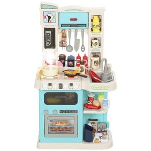 AIYAPLAY Bucătărie de Jucărie pentru Copii 3-6 Ani cu 92 de Accesorii, din PP, PE și ABS, 44.5x24x79 cm, Verde | Aosom Romania imagine
