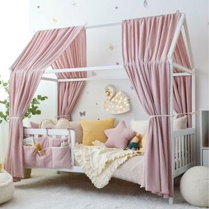 Set 2 baldachine muselina pentru pat tip casuta, Little Amy, Mov deschis, 2x315 cm pentru pat 90x200 cm imagine