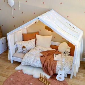 Baldachin muselina pentru pat tip casuta, Little Amy, Crem, 300 cm imagine