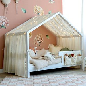 Baldachin muselina pentru pat tip casuta, Little Amy, Gold Princess, 400 cm imagine