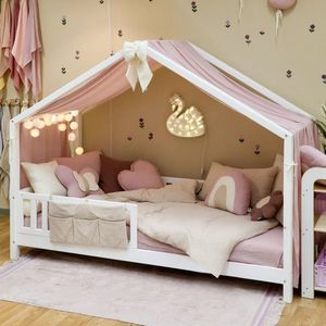 Baldachin muselina pentru pat tip casuta, Little Amy, Mov deschis, 400 cm imagine
