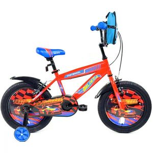 Bicicleta pentru copii Belderia Fastwheel Orange 2-4 ani, roti 12 inch, roti ajutatoare si frane V-Brake, cu ghiozdan imagine