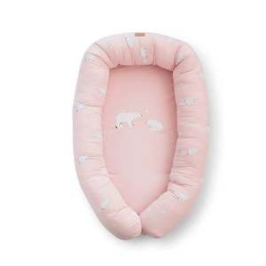 Suport de dormit Babynest 2 in 1, bara protectie patut Premium Bumbac, Polaris Rosa 95x65x18 cm imagine