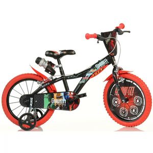 Bicicleta pentru copii Dino Bikes Gormiti 5-8 ani, roti 16 inch, roti ajutatoare, aparatori pentru lant si roti, bidon pentru apa imagine