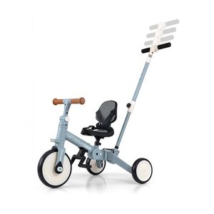 Tricicleta pentru copii Milly Mally Optimus Max Denim 5 in 1 reglabila, maner parental, roti din spuma, varsta 12 luni+ imagine
