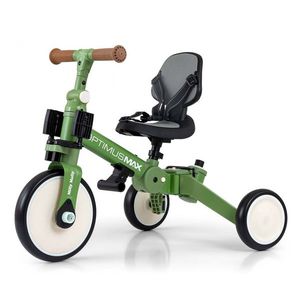 Tricicleta pentru copii Milly Mally Optimus Max Green 5 in 1 reglabila, maner parental, roti din spuma, varsta 12 luni+ imagine