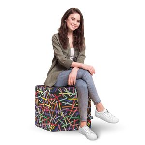 Taburet Updeco cub XL Confetti fundal negru imagine