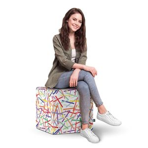Taburet Updeco cub XL Confetti fundal alb imagine