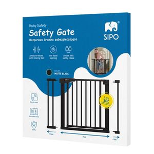 Poarta de siguranta pentru scari Sipo Black operare cu o mana 75-103 cm imagine