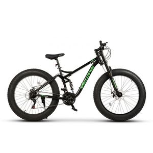 Bicicleta MTB-Full Suspension Fat Bike Velors Duro 2.6 V26309D NegruVerde, 26 inch, inaltime utilizator 150-195 cm, greutate suportata 150 kg imagine