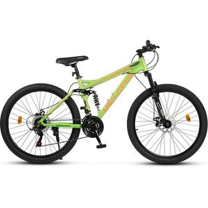 Bicicleta MTB-Full Suspension Velors Matador 2.6 V2660D VerdePortocaliu, roti 26 inch, inaltime utilizator 150-165cm, greutate suportata 100 kg imagine