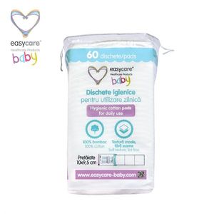 Dischete igienice patrate, pretaiate pentru bebelusi si copii 10x9, 5cm 60 bucati Easycare Baby imagine