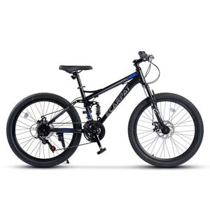 Bicicleta MTB Full-Suspension E-Carpat E2460A NegruGriAlbastru, roti 24 inch, inaltime utilizator 130-150 cm, greutate suportata 100 kg imagine