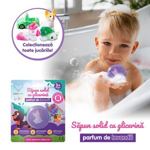 Sapun solid cu glicerina si jucarie pentru copii, parfum lavanda 100g Easycare Baby imagine