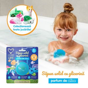 Sapun solid cu glicerina si jucarie pentru copii, parfum afine 100g Easycare Baby imagine